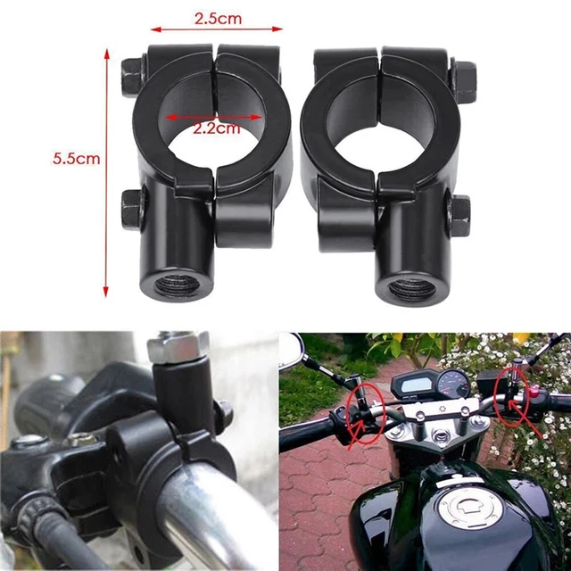 2 pz accessori moto neri morsetto montaggio specchio supporto specchio vista posteriore.