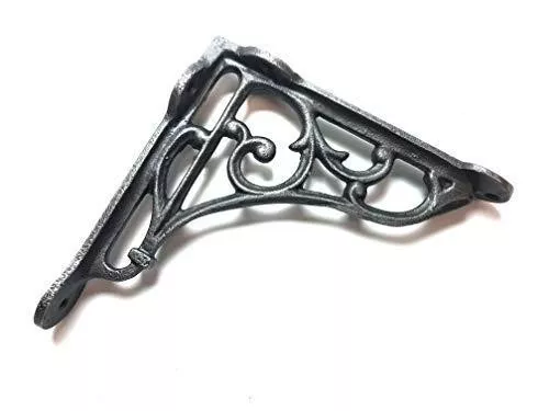 6X6 Inch Victorian Scroll Shelf Brackets Antique Iron - Pair