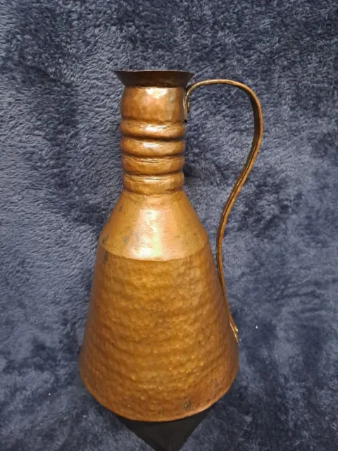 Antique Hammered Copper Water Pitcher Great Aged Patina 10"