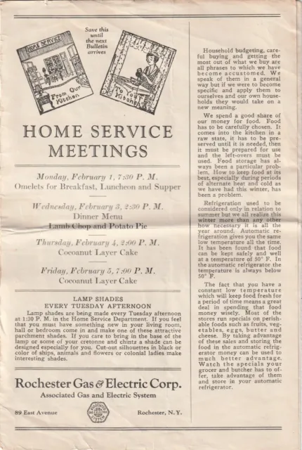 Vintage home service meetings for Rochester Gas Electric Advertisement Mailer