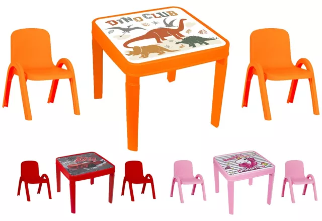 Table and Chairs Set for Boys Girls Children Kids Plastic Study Table Indoor