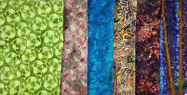 Mixed Lot of 5 Pieces Fabric/Quilters Remnants Batik Assortment Colors 5 Yards