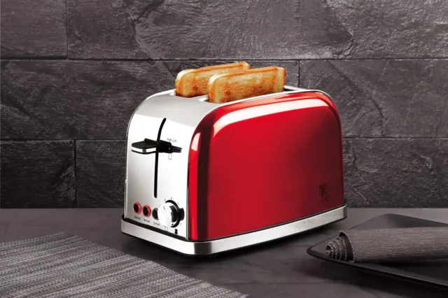 Stainless Steel Berlinger Haus Wide Slots 2 Slice Bread Browning Defrost Toaster