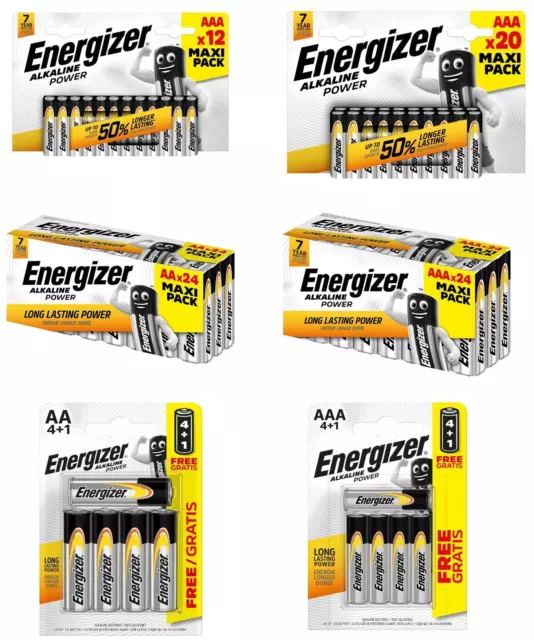 Energizer AA AAA Batteries Alkaline Power Maxi Pack LR6 LR03 MN1500 LONG EXPIRY