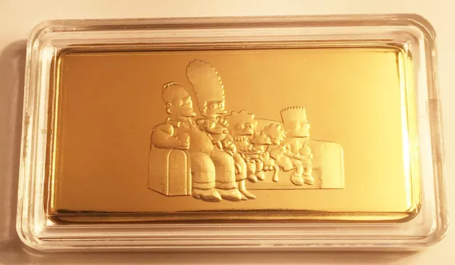 NEW 10 Gram "The Simpsons" Certified Ingot Finished in 999 Fine 24 k Gold a