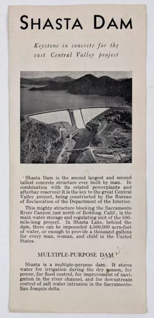 1960s Shasta Dam Sacramento River Canyon CA Construction Facts Vintage Brochure