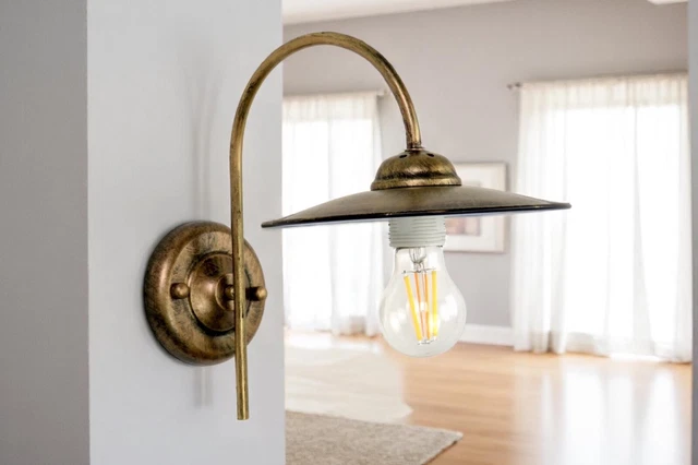 2 Applique Da Parete Esterne E27 - Stile Industriale In Metallo E Legno, Bianco (Senza Lampadine) - Foto 8