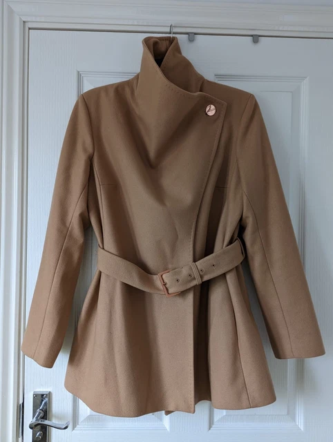 Ted baker short wrap coat camel sale