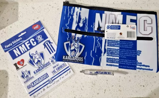 AFL North Melbourne Kangaroos - Pencil Case, Pen and Stickers Bundle