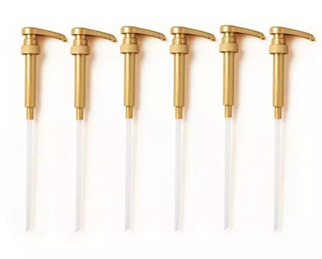 Premium Gold Syrup Pumps Set of 6 | Fits 750Ml Bottles | Ideal for Coffee Syrups