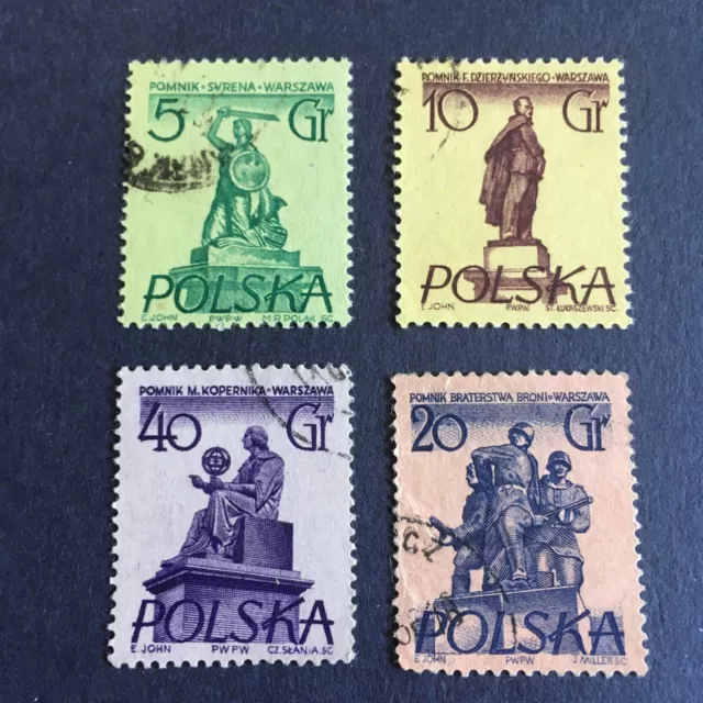 Polen, 4 Briefmarken Gestempelt, 1955/56