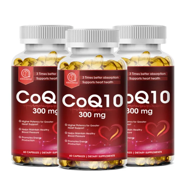 3 Bottles Coenzyme Q10 Kapseln hochdosiert -180Stk- 300mg - 100% CoQ10 Ubiquinon