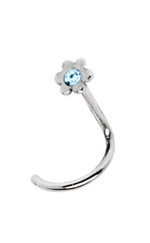 Piercing Joya de Nariz Nose Stud Espiral 0,8mm Flores con Circonia En 3mm