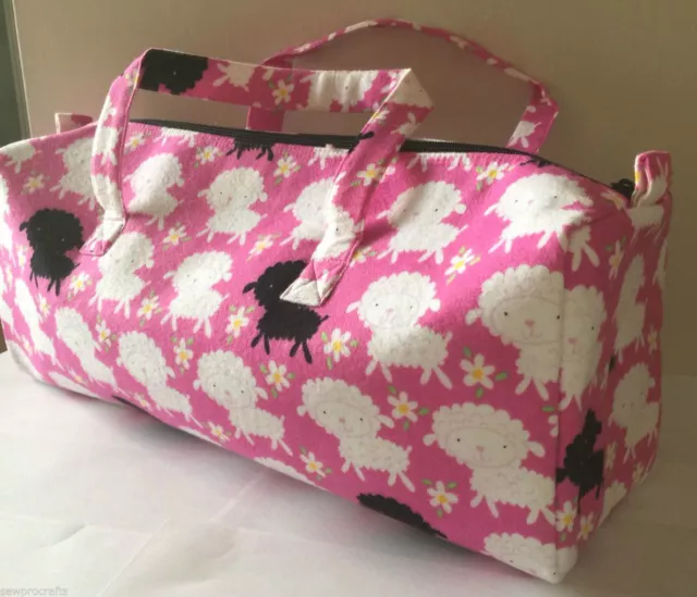 Luxury Knitting Bag Craft Bag Gift Hobby Sewing - Soft Pink Sheep Design