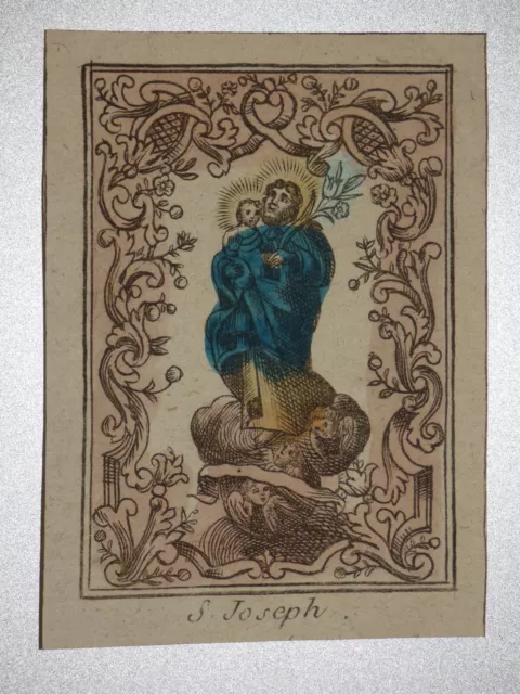 image pieuse vignette aquarellée XVIIIe saint joseph