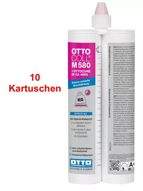 2K-Hybrid-Klebstoff Ottocoll M580 10 x 380 ML Pegar Maquinaria Madera Plástico