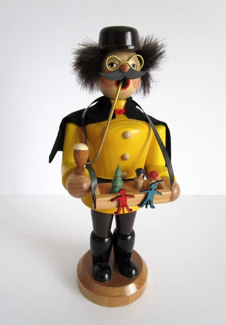 Altes Erzgebirge Räuchermännchen mit Bauchladen um 1970