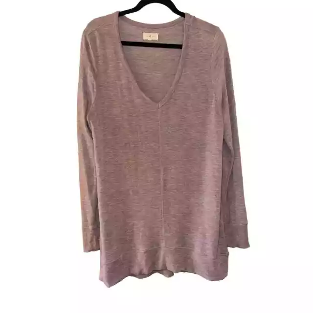 LOU AND GREY Deep V Neck Super Soft Tunic in Heathered Lilac Size L Pre ...