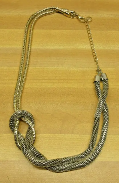 SIGNED ANN TAYLOR LOFT 19" gold silver tone metal multi CHUNKY chain necklace