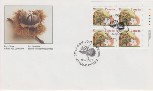 Canada #1366 52¢ Fruit Trees Definitives Ur Plate Block First Day Cover