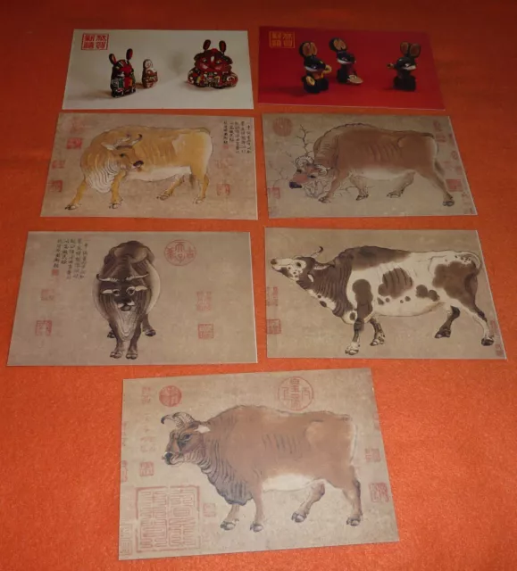 China Briefmarken Konvolut Ganzsachen Bildpostkarten Hase & Ochse Lot Sammlung
