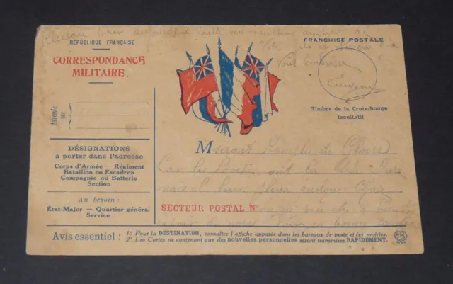 Cpa Carte Postale Correspondance Militaire Guerre 14-18 1915