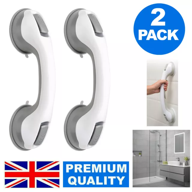 2 X Safety Support Hand Rail Handle Bar Grip Grab Suction Bath Bathroom Shower