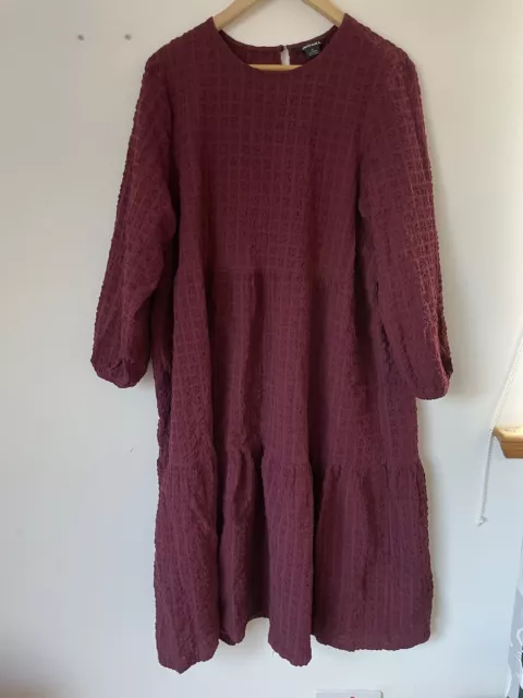 Monki Burgandy Red  Dress. Size medium . Oversize Style Lagenlook