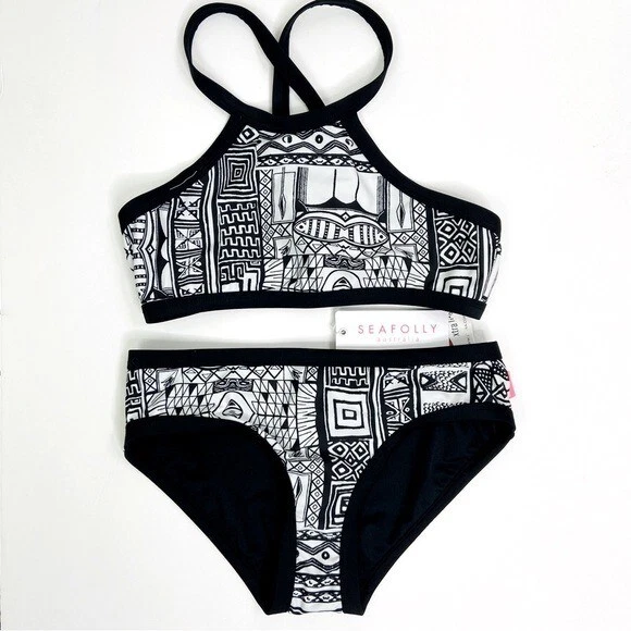 NWT SEAFOLLY 80s Geo Apron Tankini Girls 10
