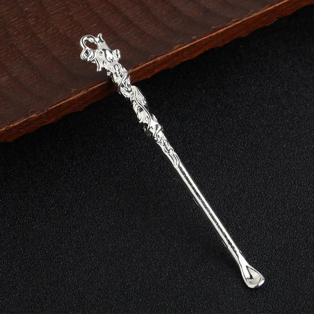 Recolectores de cera de orejas de latón portátiles llavero colgante púas de orejas curette (D)