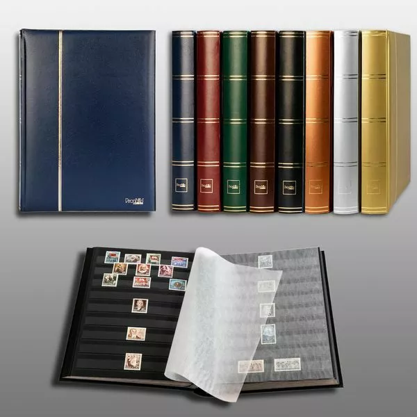 60 black pages stamp album stockbook Lighthouse/Prophila blue cover