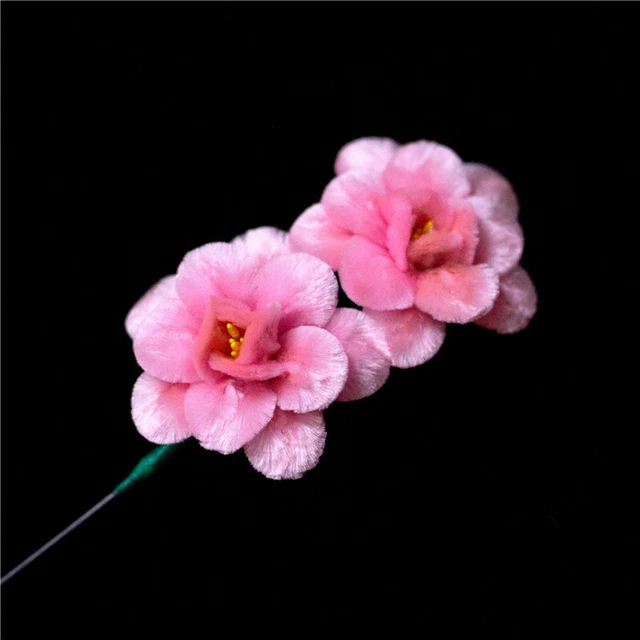 Jewelry Silk Velvet Flower Beijing Opera Begonia Temple Chinese National Style 3