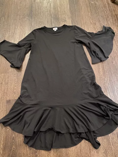 Womans Black Ruffle Bell Sleeve Dress Size Small By LulaRoe #1