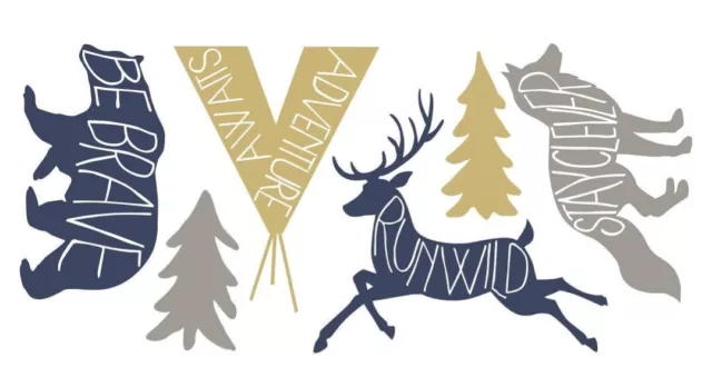 6 Adventure Awaits Animal Giant Peel & Stick Wall Decals Deer Bear RoomMates