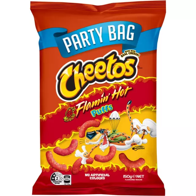 Cheetos Flaming Flamin Hot Puffs Chips Snacks Pack Party Bag 150g