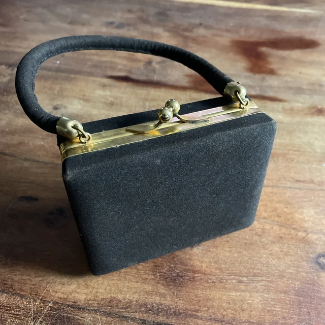 Minaudière Vintage Années 30/40 - Noir - Acier Inoxydable Et Cuir - Style Fourre-tout