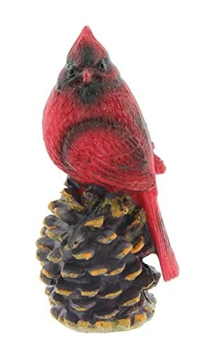 Cardinal Perched on Pinecone Resin Figurine Decorative figurine of a cardinal