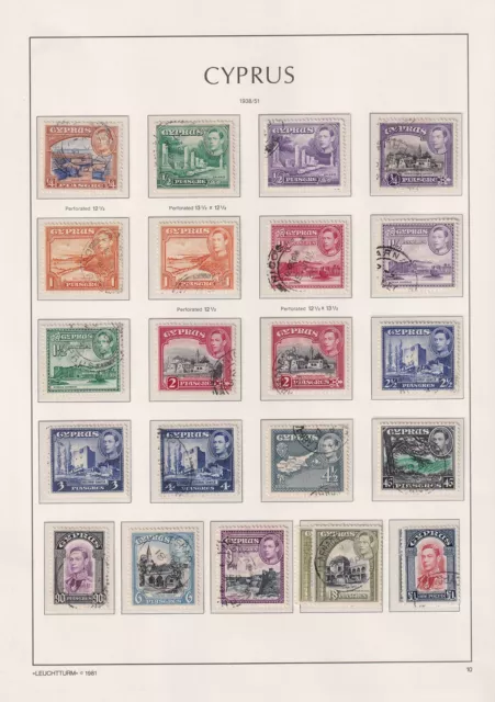 Cyprus. 1938. SG 151-163, 1/4pi to £1 + shades & perf variations. Fine used.