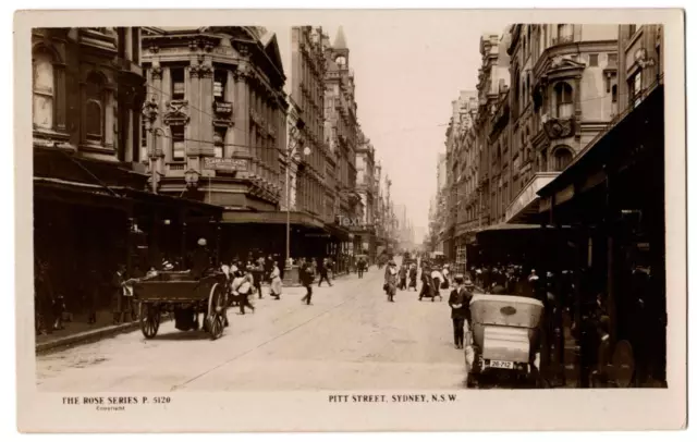 Sydney Pitt Street N.S.W Early 1900s New South Wales Postcard History Horse Cart