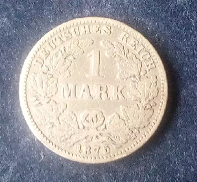 1 Mark Reichsmark 1875 G,  900/1000 Silber sehr guter Zustand