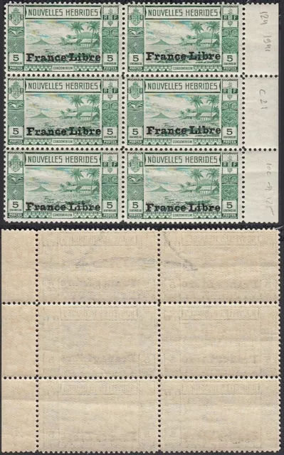 French New Hebrides 1941 - MNH stamps. Yvert Nr.: 124. Block of 6. (EB) MV-15409