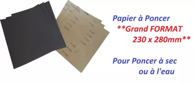 Papier de verre sec ou à l'eau - 10x papier abrasif grain 240 - Feuille  abrasive pour