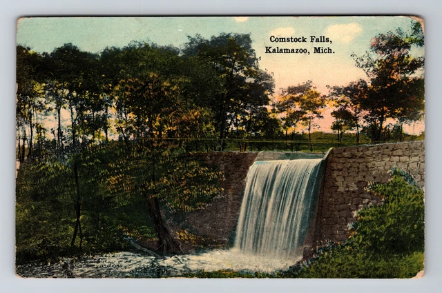 Kalamazoo MI- Michigan, Comstock Falls, Vintage Postcard