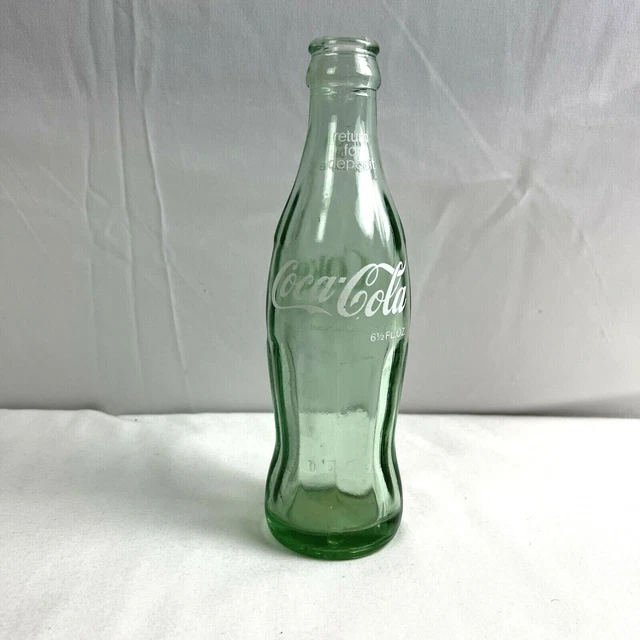 Vintage Green Glass Soda Bottle Coca Cola 6 1/2 Oz Empty Houston TX 7.5 Inches