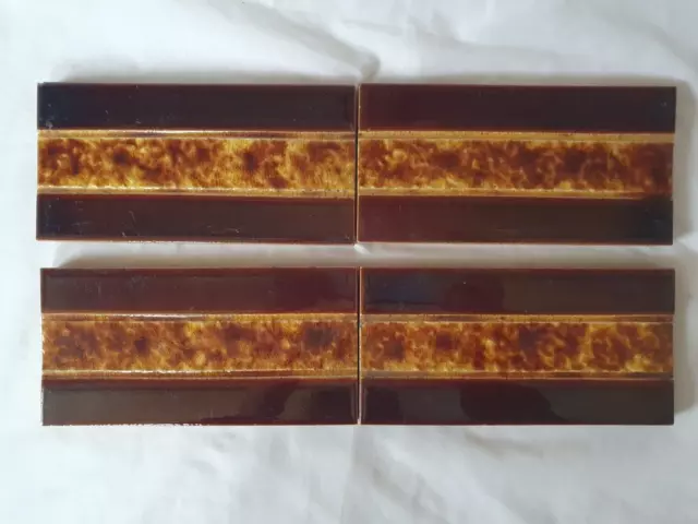 A Group Of Four 6 X 3 Inch Border Tiles . Circa 19Th Century.