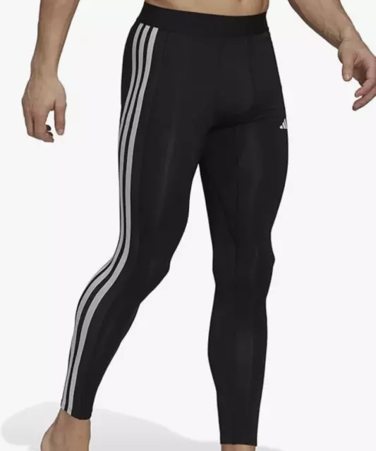 Mens Adidas Techfit 3 Stripes Training Long Tights Size Medium