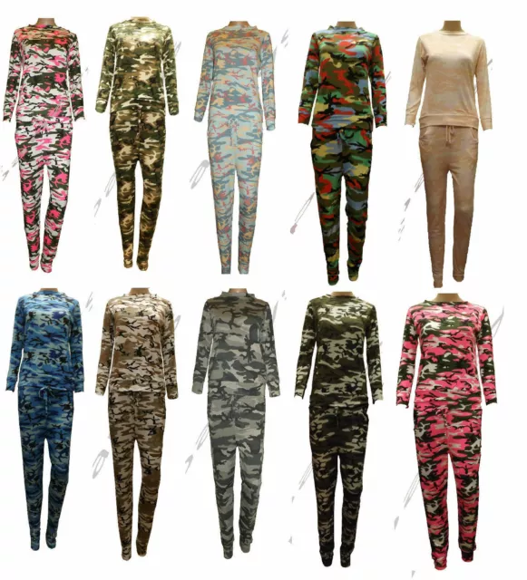 New Girls Kids Camouflage Grey Tracksuit Set Sweatshirt & Leggings Age 2-13