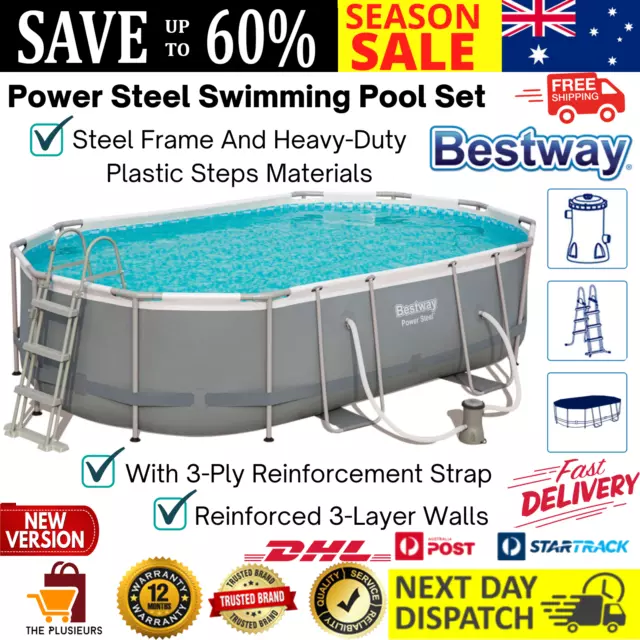 Above Ground Swimming Pool With Electric Filter Pump And Ladder Steel Frame Oval