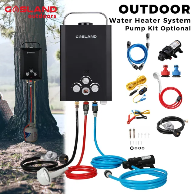 GASLAND 8L Outdoor Gas Water Heater Portable Shower System Caravan w/ Pump Kit