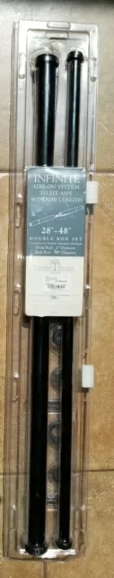 New Linden Street 28  - 48''.Double curtain rod set  1'' and 5/8''  Warm Black